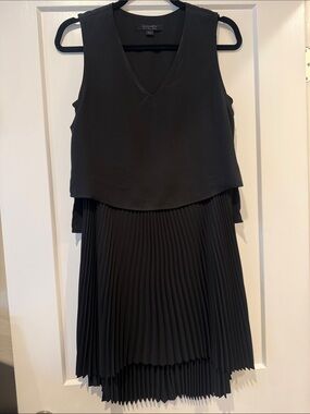 All Saints Black Sleeveless Pleated Layered Dress